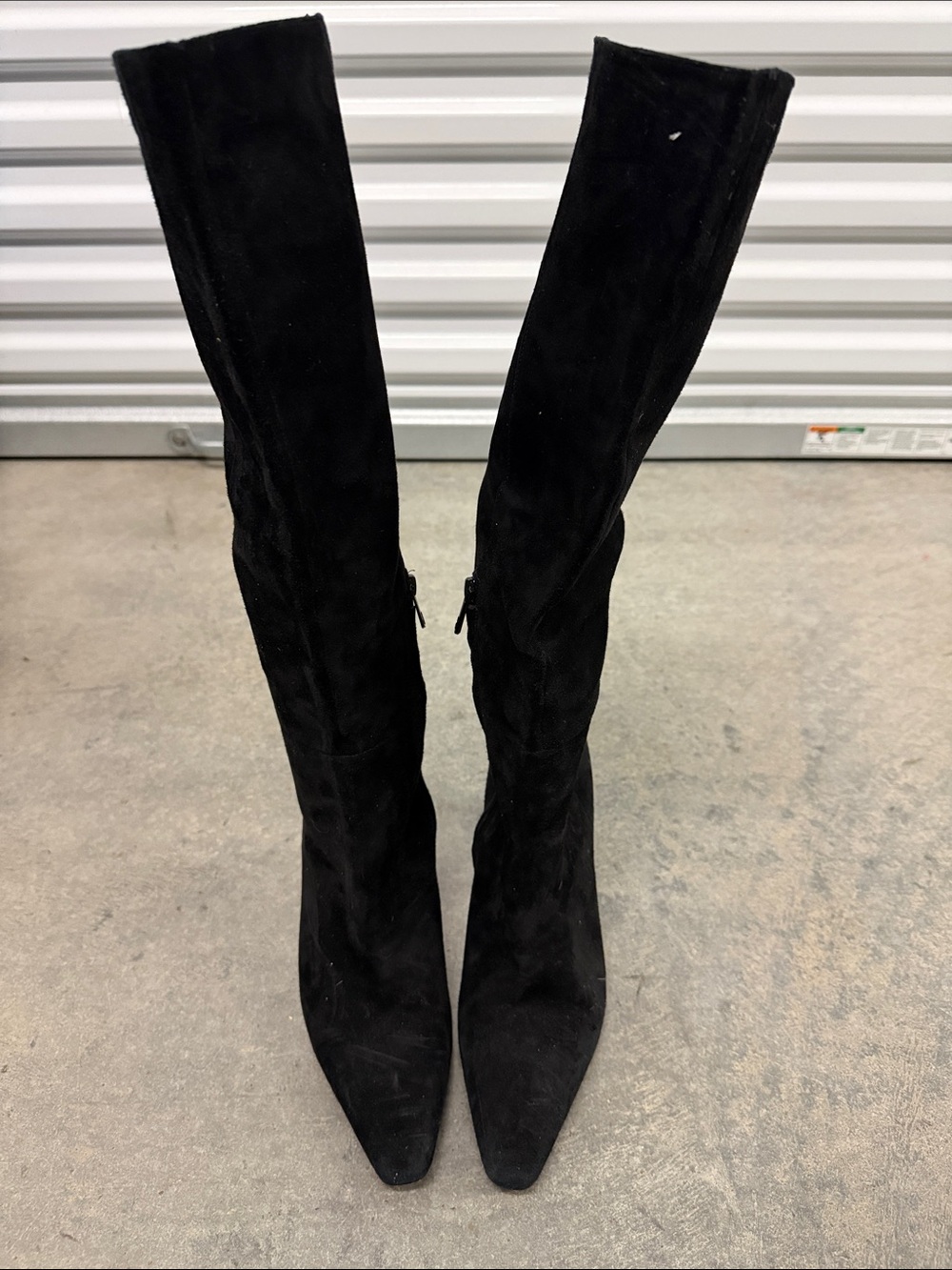 Sam Edelman Black Suede Knee-High Pointed-Toe Boots